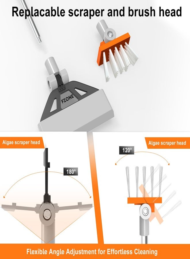 FZONE Algae Scraper for Glass Aquariums, 19''-26'' Detachable Length, 2-in-1 Fish Tank Cleaning Kit with Brush Head and 5 Stainless Steel Blades - Image 5